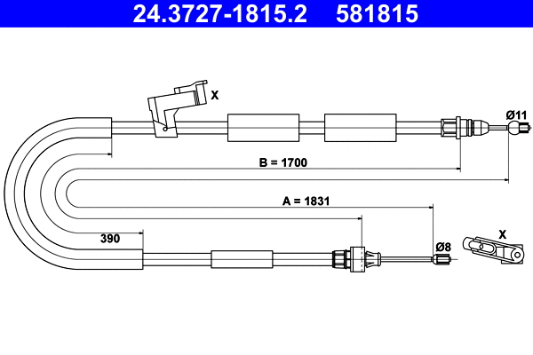 Cable Pull, parking brake (24.3727-1815.2)