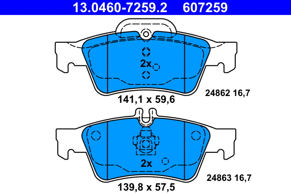 Brake Pad Set, disc brake (13.0460-7259.2)