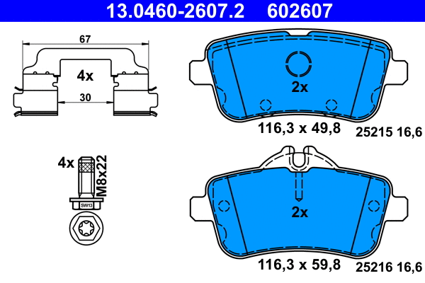 Brake Pad Set, disc brake (13.0460-2607.2)