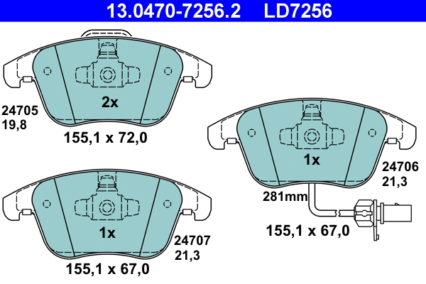 Brake Pad Set, disc brake (13.0470-7256.2)
