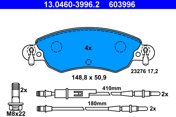 Brake Pad Set, disc brake (13.0460-3996.2)