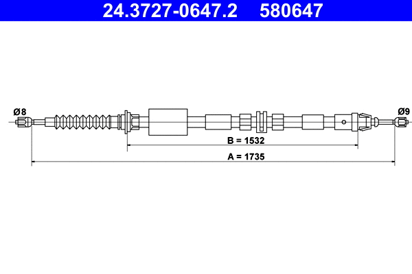 Cable Pull, parking brake (24.3727-0647.2)