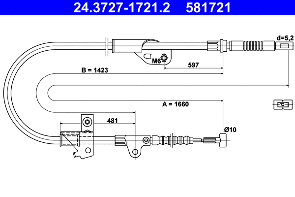 Cable Pull, parking brake (24.3727-1721.2)