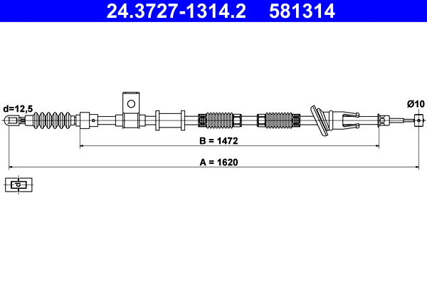 Cable Pull, parking brake (24.3727-1314.2)