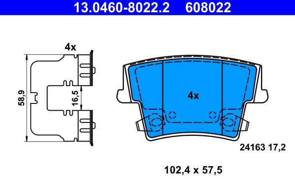 Brake Pad Set, disc brake (13.0460-8022.2)