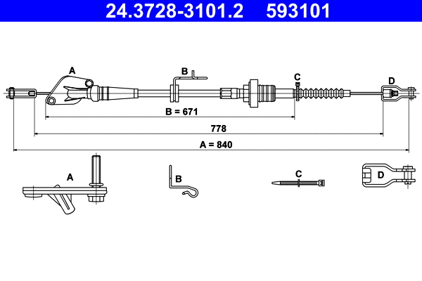 Cable Pull, clutch control (24.3728-3101.2)