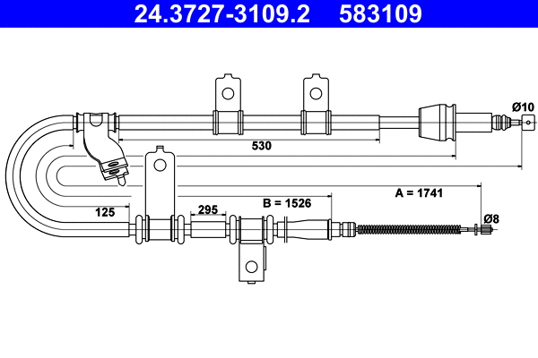 Cable Pull, parking brake (24.3727-3109.2)