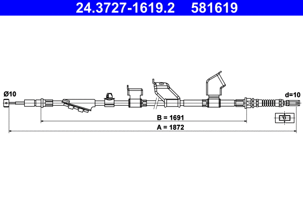 Cable Pull, parking brake (24.3727-1619.2)