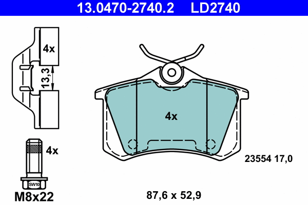 Brake Pad Set, disc brake (13.0470-2740.2)