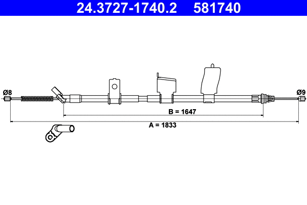 Cable Pull, parking brake (24.3727-1740.2)