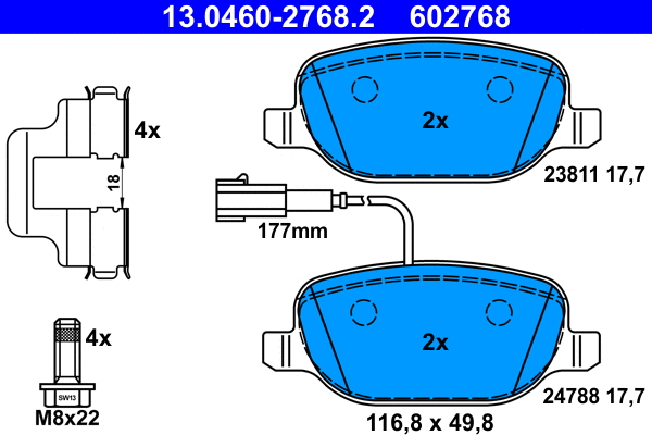 Brake Pad Set, disc brake (13.0460-2768.2)