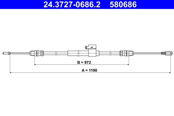 Cable Pull, parking brake (24.3727-0686.2)