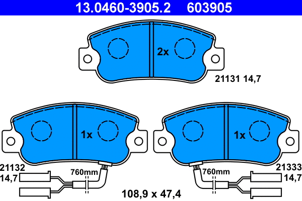 Brake Pad Set, disc brake (13.0460-3905.2)