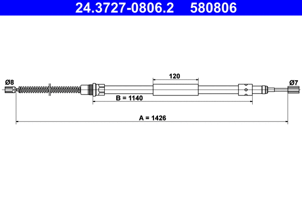 Cable Pull, parking brake (24.3727-0806.2)