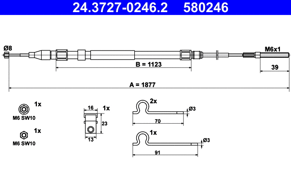 Cable Pull, parking brake (24.3727-0246.2)