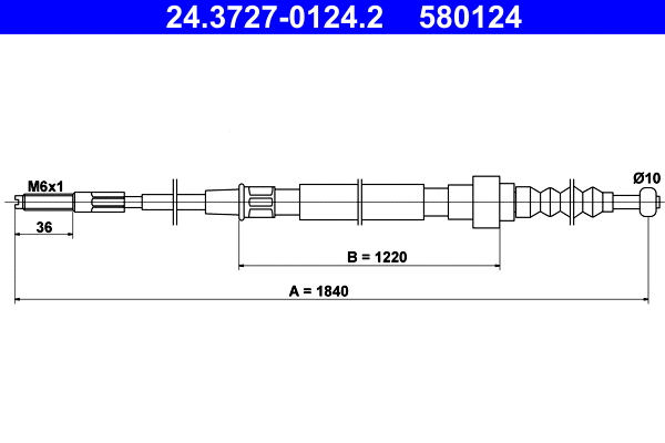 Cable Pull, parking brake (24.3727-0124.2)
