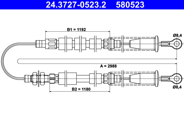 Cable Pull, parking brake (24.3727-0523.2)