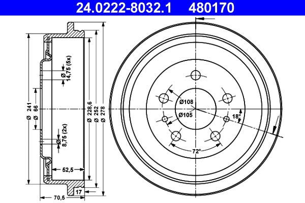 Brake Drum (24.0222-8032.1)