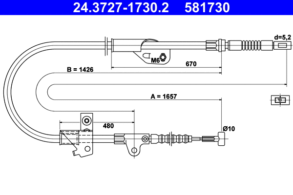 Cable Pull, parking brake (24.3727-1730.2)