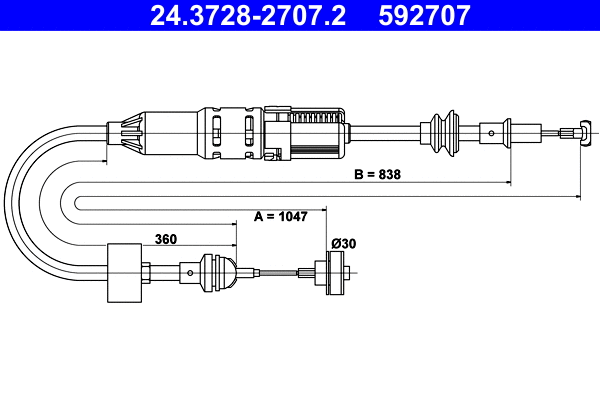 Cable Pull, clutch control (24.3728-2707.2)