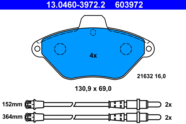 Brake Pad Set, disc brake (13.0460-3972.2)