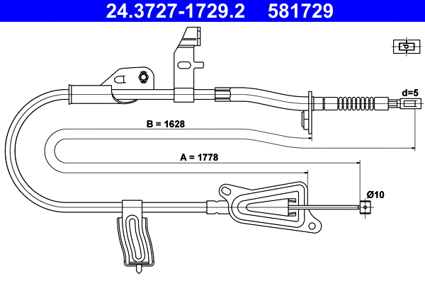 Cable Pull, parking brake (24.3727-1729.2)