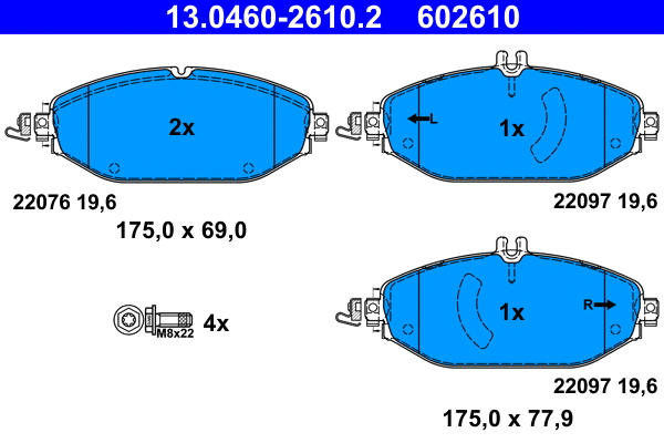 Brake Pad Set, disc brake (13.0460-2610.2)