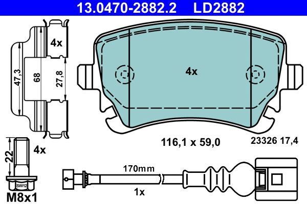 Brake Pad Set, disc brake (13.0470-2882.2)