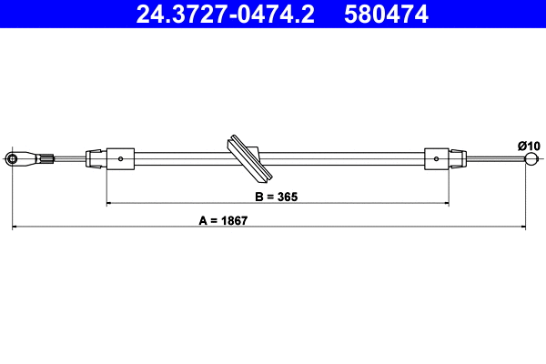 Cable Pull, parking brake (24.3727-0474.2)