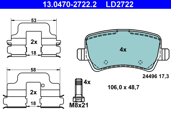Brake Pad Set, disc brake (13.0470-2722.2)