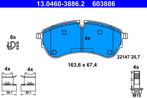 Brake Pad Set, disc brake (13.0460-3886.2)
