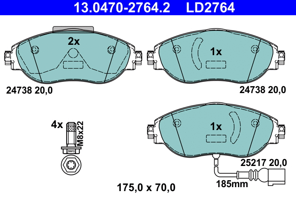 Brake Pad Set, disc brake (13.0470-2764.2)