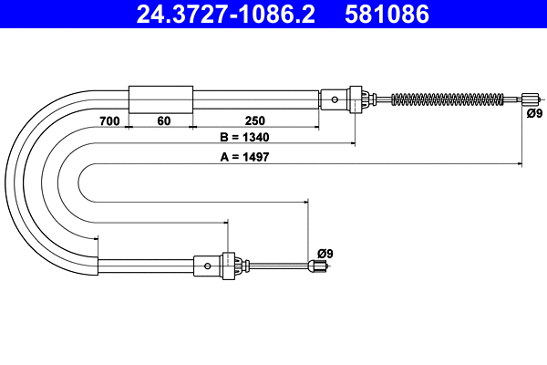 Cable Pull, parking brake (24.3727-1086.2)