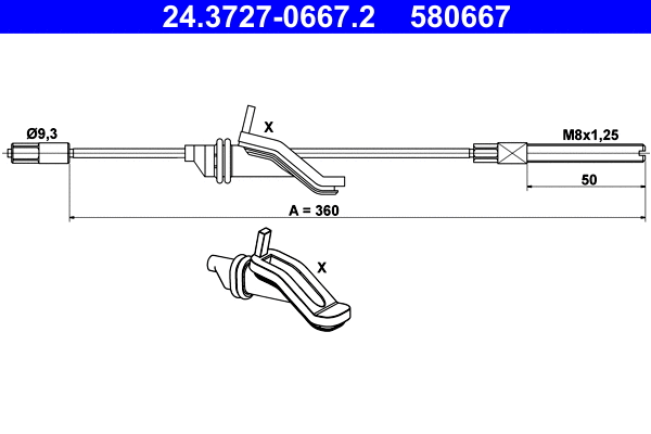 Cable Pull, parking brake (24.3727-0667.2)