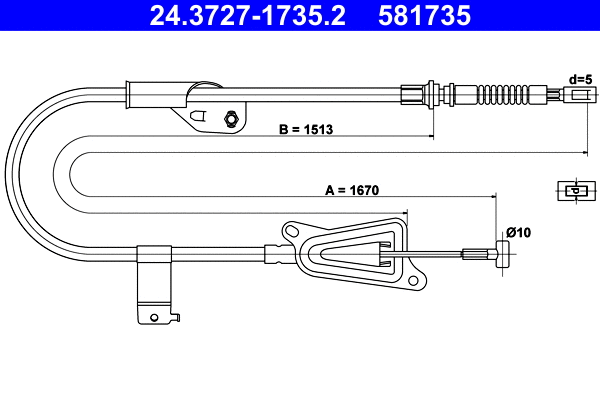 Cable Pull, parking brake (24.3727-1735.2)