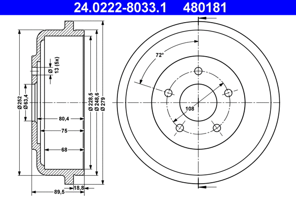 Brake Drum (24.0222-8033.1)