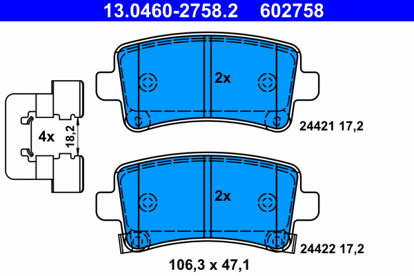 Brake Pad Set, disc brake (13.0460-2758.2)