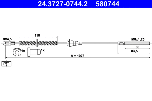 Cable Pull, parking brake (24.3727-0744.2)