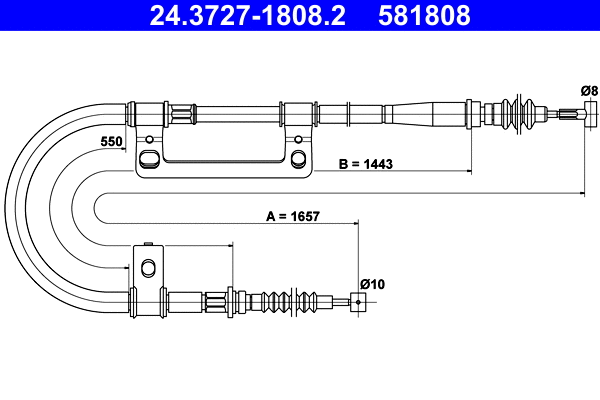 Cable Pull, parking brake (24.3727-1808.2)