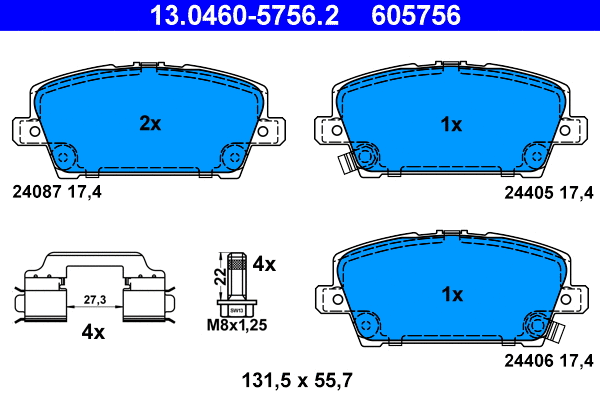 Brake Pad Set, disc brake (13.0460-5756.2)
