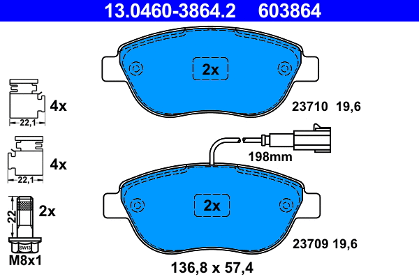 Brake Pad Set, disc brake (13.0460-3864.2)