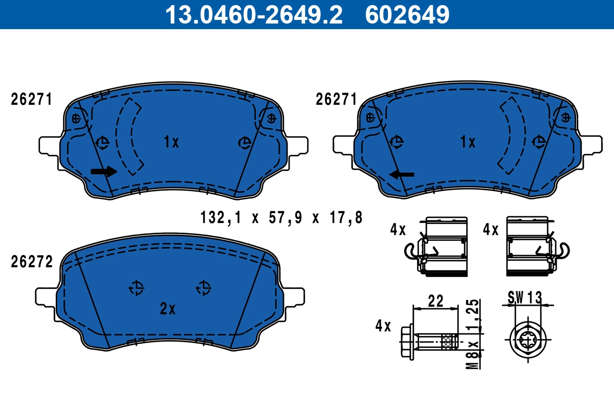 Brake Pad Set, disc brake (13.0460-2649.2)