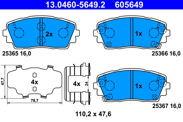 Brake Pad Set, disc brake (13.0460-5649.2)