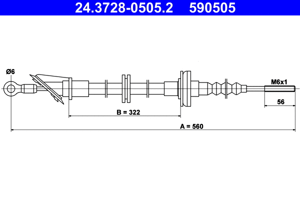 Cable Pull, clutch control (24.3728-0505.2)