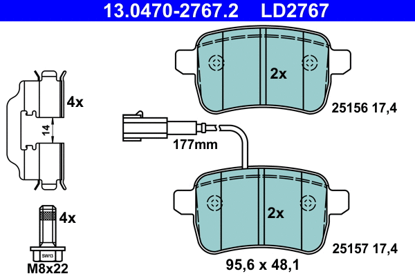 Brake Pad Set, disc brake (13.0470-2767.2)