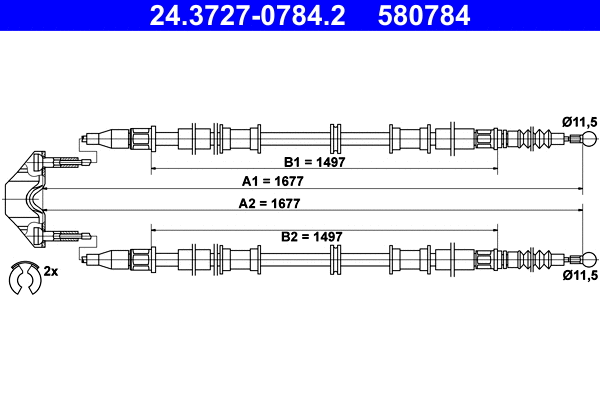 Cable Pull, parking brake (24.3727-0784.2)