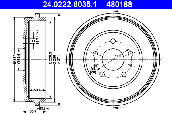 Brake Drum (24.0222-8035.1)