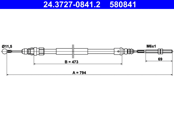 Cable Pull, parking brake (24.3727-0841.2)