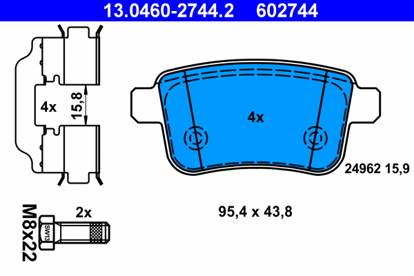 Brake Pad Set, disc brake (13.0460-2744.2)