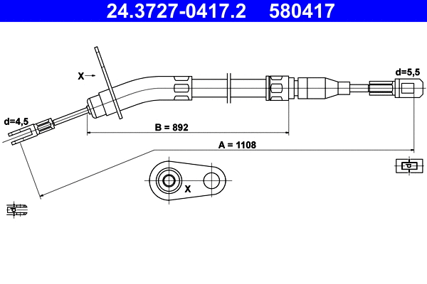 Cable Pull, parking brake (24.3727-0417.2)